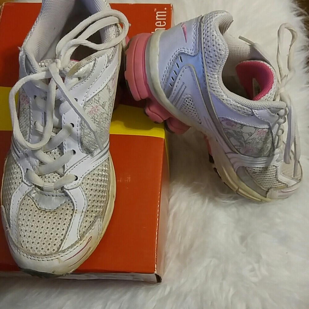 Hot pink, silver, and white sneakers size 3.5